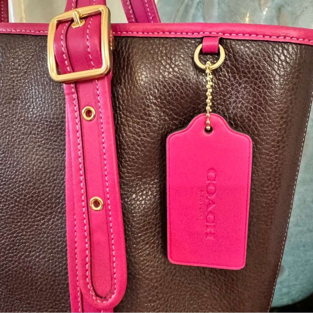 Coach Ashton Tote Bag #CM080 Oxblood & Fuchsia Pebble Leather $450 Retail - NWT - Picture 7 of 14